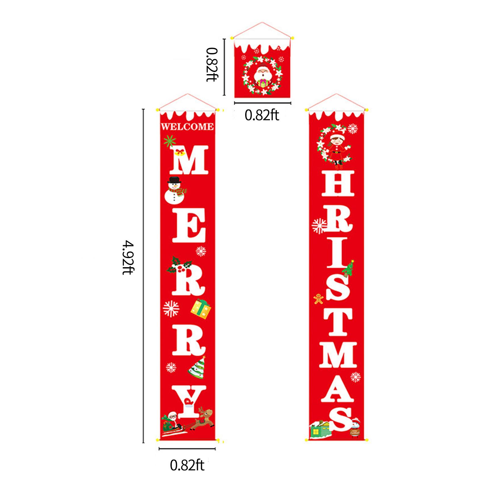 3PCS Christmas Porch Sign Merry Christmas Hanging Banner Welcome Christmas Front Door Banner Xmas Hanging Sign Decor
