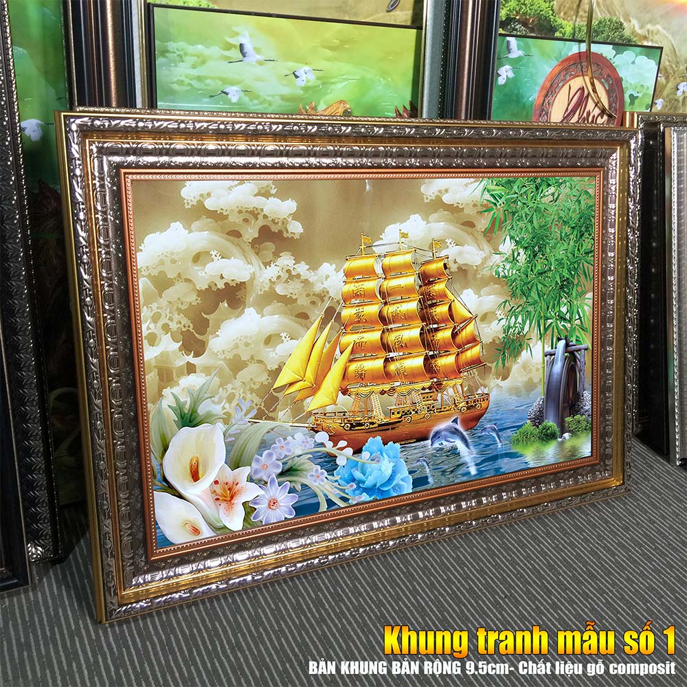 Tranh treo tường phòng khách, phòng ngủ THUẬN BuỒM XUÔI GIÓ chất liệu pvc gương / lụa kim sa. MS:3769L9