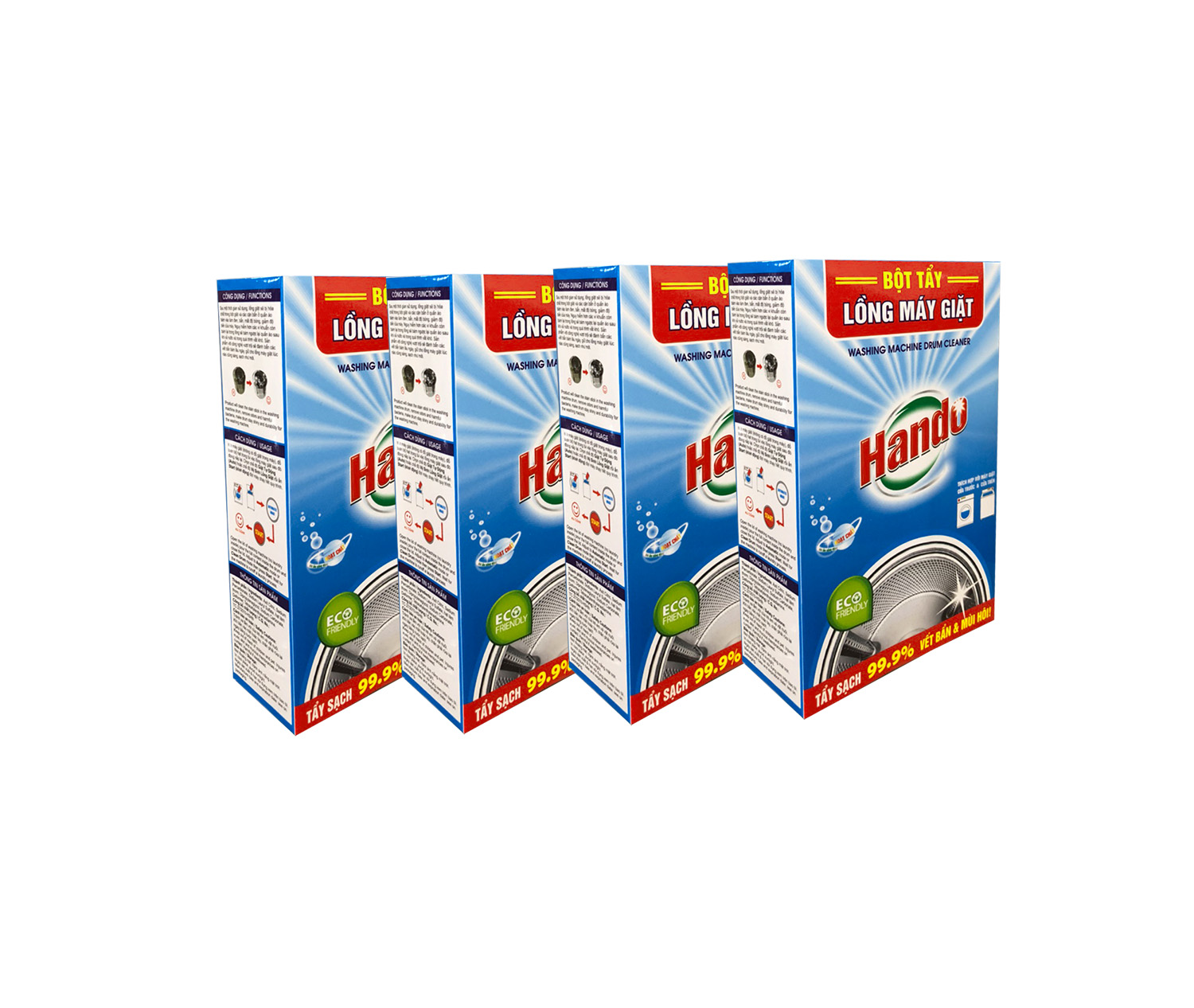Combo 5 hộp 10 gói x100g bột tẩy lồng máy giặt Hando