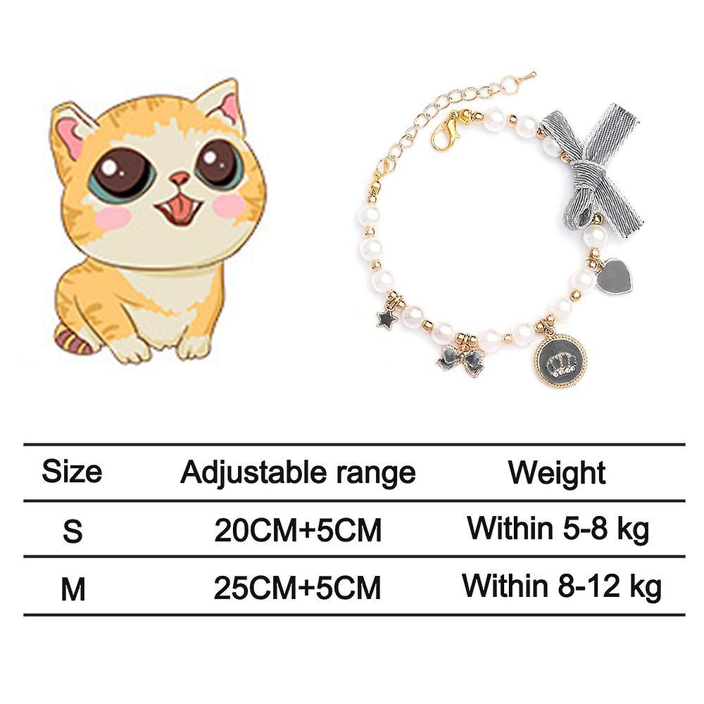 Chó CAT Pearls Vòng cổ Vòng cổ Bling Phụ kiện Ribbon Love Charm （Đen）