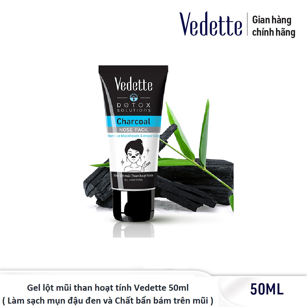 Gel lột mũi than hoạt tính Vedette 50ml - Làm sạch mụn đậu đen và Chất bẩn bám trên mũi