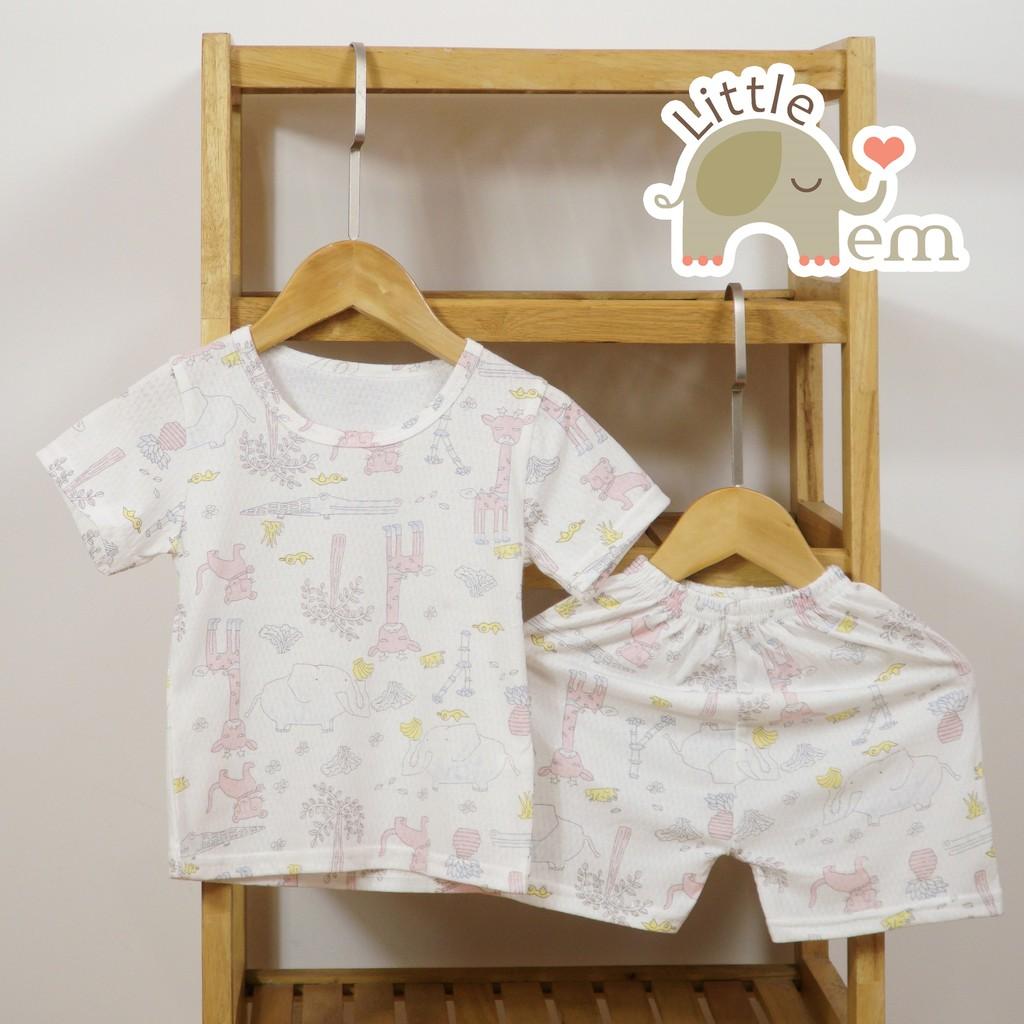 Bộ đồ bé trai Cotton tre cộc tay _ White Zoo