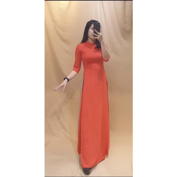 Áo Dài Màu Cam siêu phẩm Lụa Mỹ cức xinh nhà MINH ANH Fashion