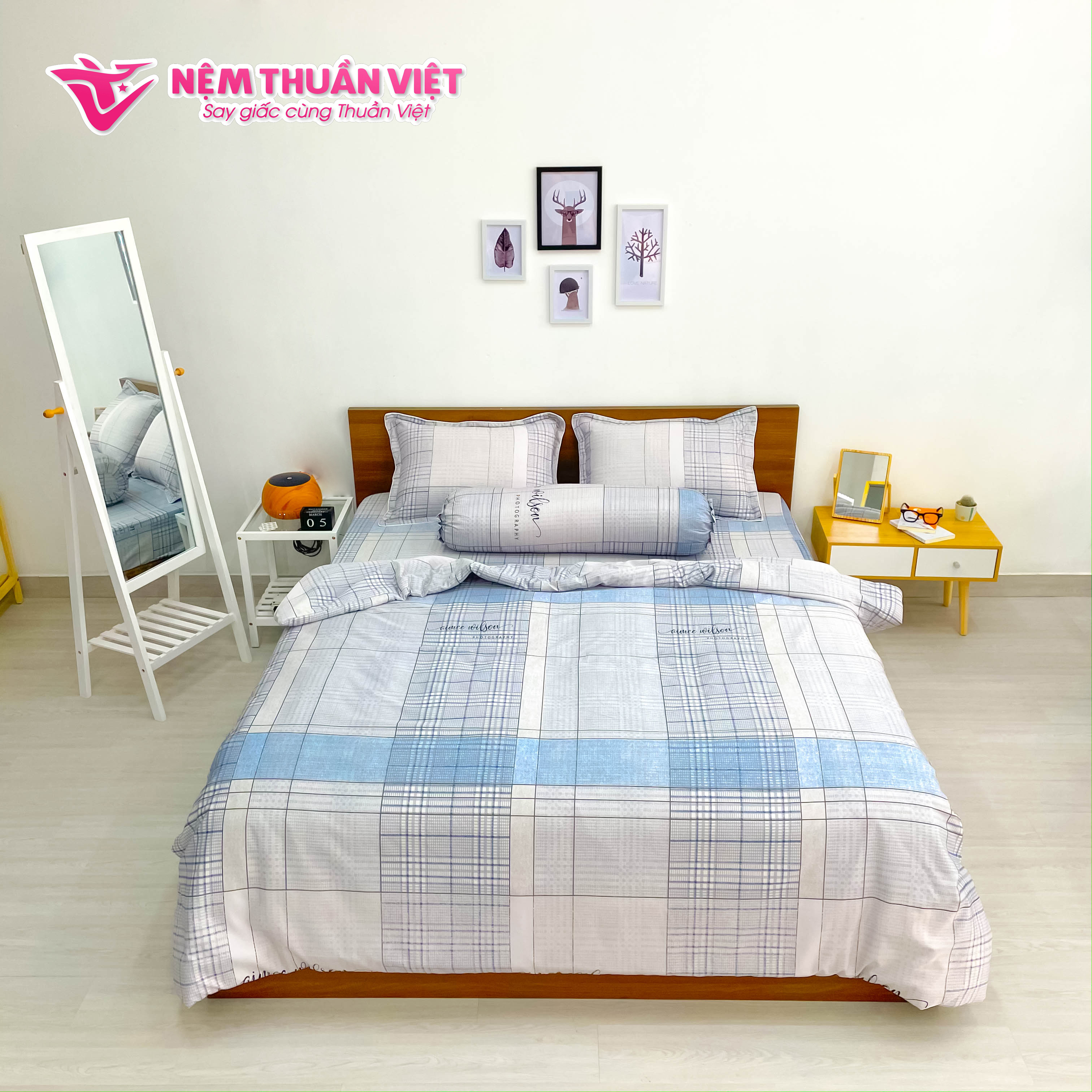 Chăn Mền Tencel Thuần Việt Cao Cấp - Xám Nhạt TVM05 180x200
