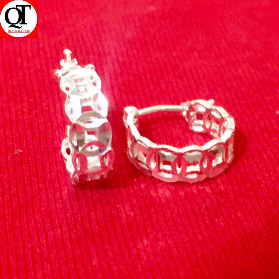 Khuyên tai nữ đeo sát tai bản mặt phay sáng bóng chất liệu bạc ta không xi mạ trang sức Bạc Quang Thản