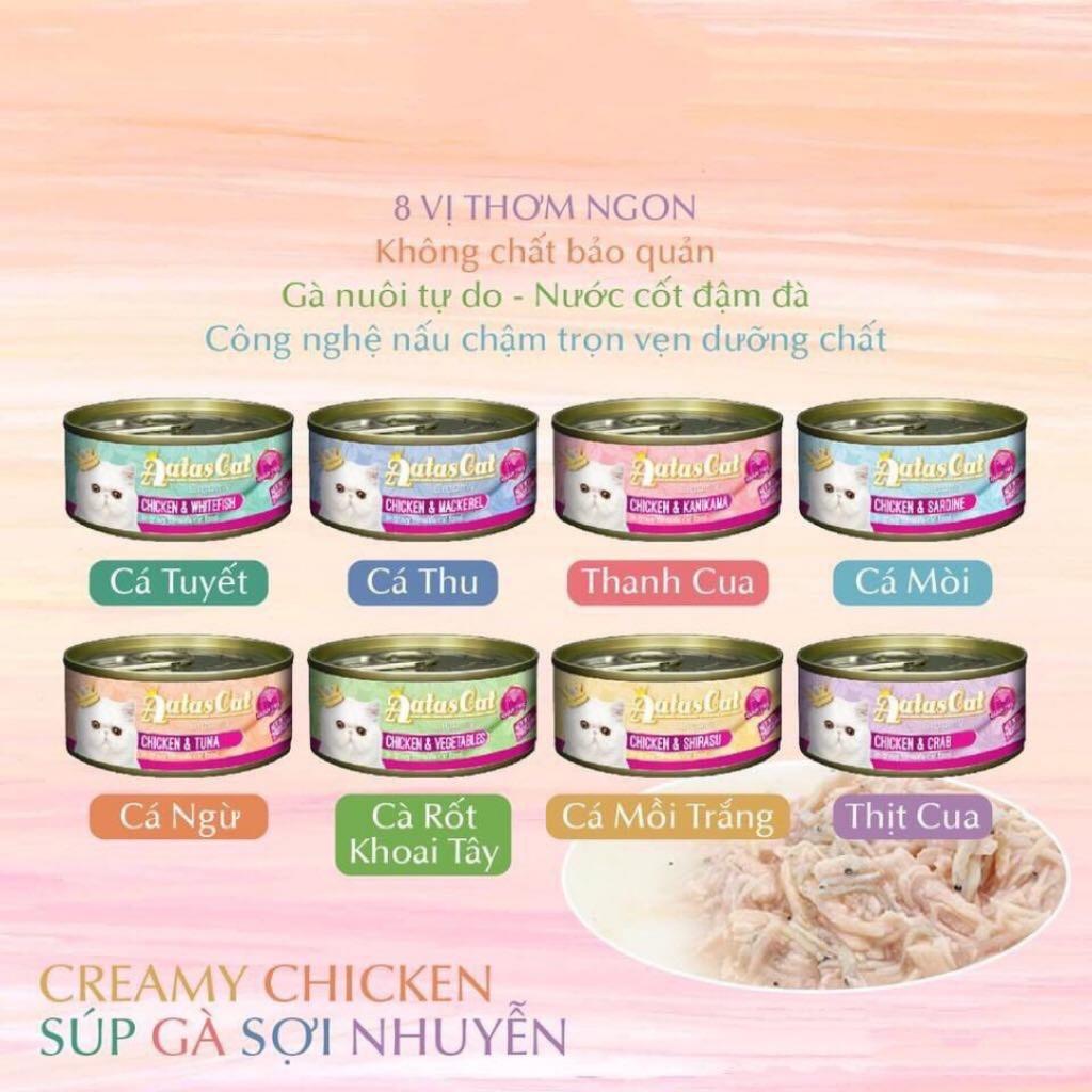 Pate Aatas Cat Creamy 80g Cho Mèo Dạng Súp Gà Sợi Nhuyễn Đủ Vị