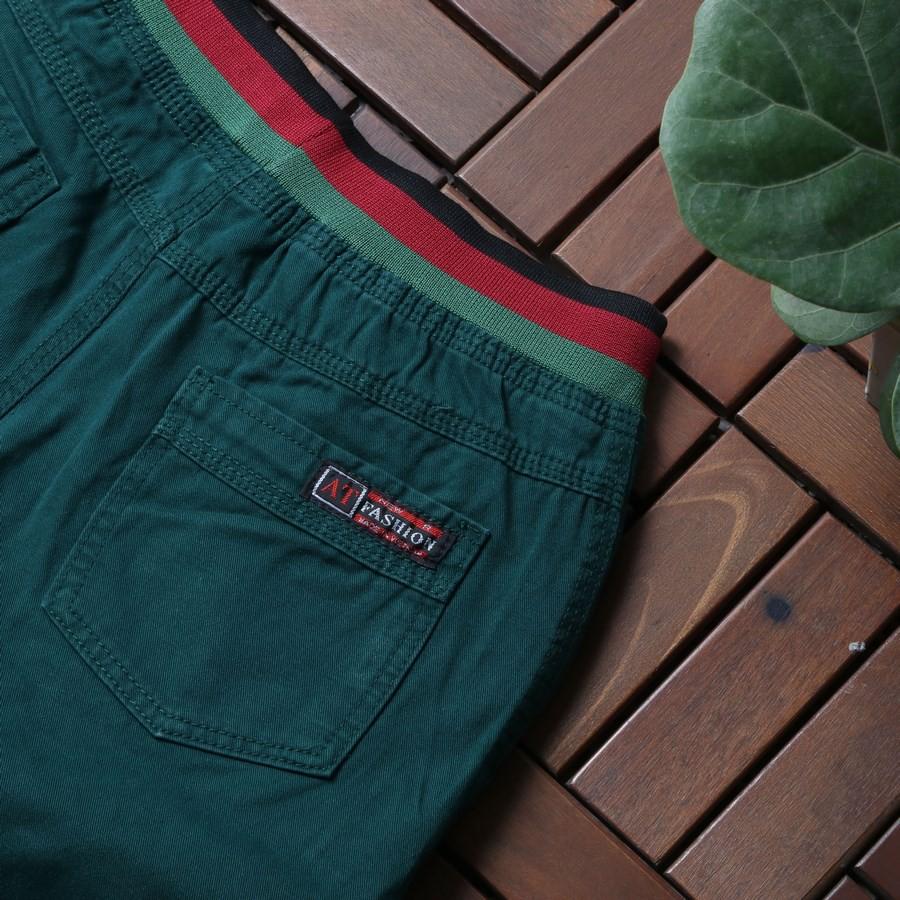 Quần short kaki nam xanh rêu lưng thun GN160 Gấu Nâu