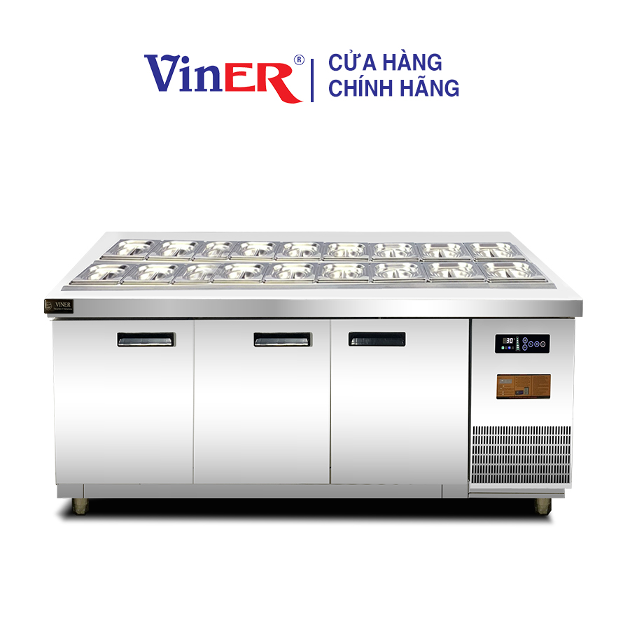 [HÀNG CHÍNH HÃNG] Tủ bàn salad 1m8 cánh inox Viner