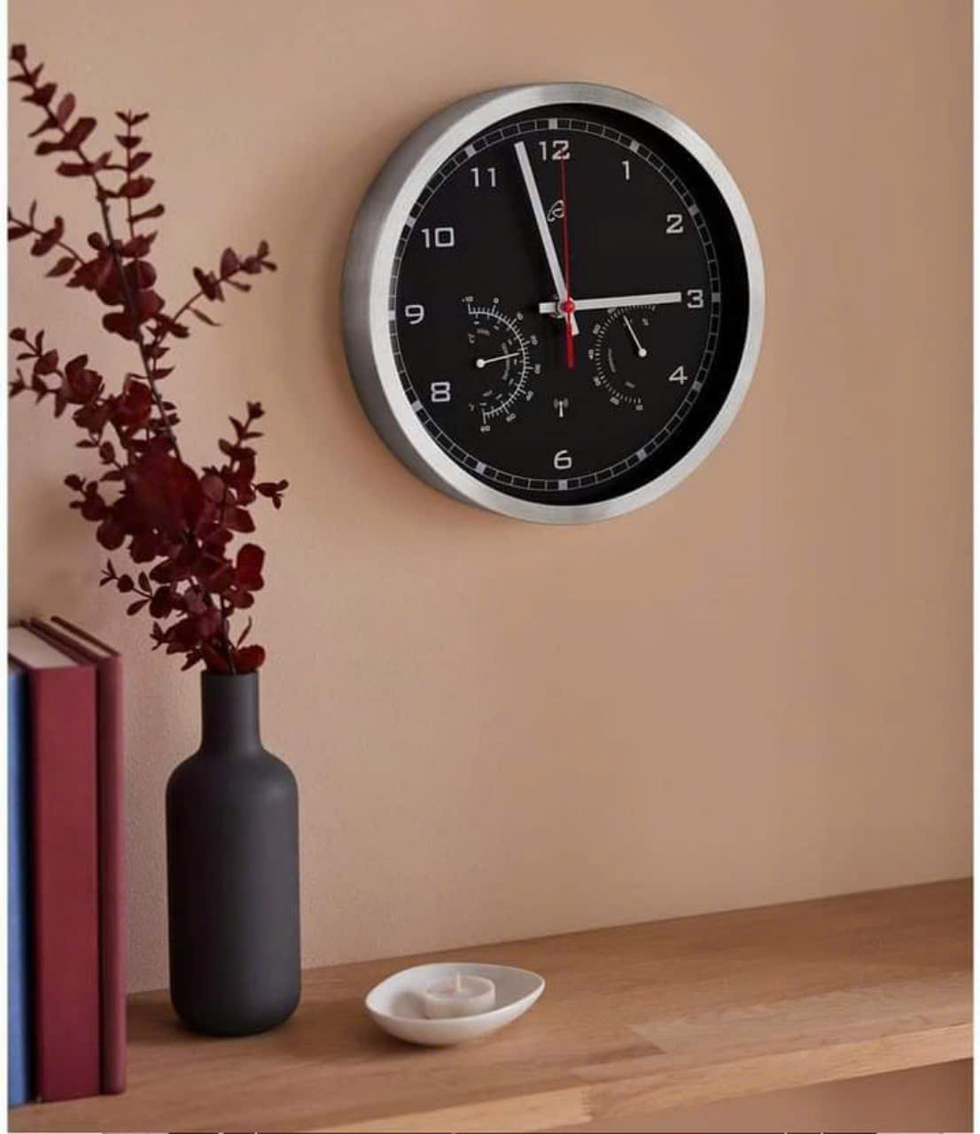 Đồng hồ treo tường tích hợp nhiệt kế &amp; ẩm kế AURIOL - Hàng nội địa Đức Hàng chính hãng