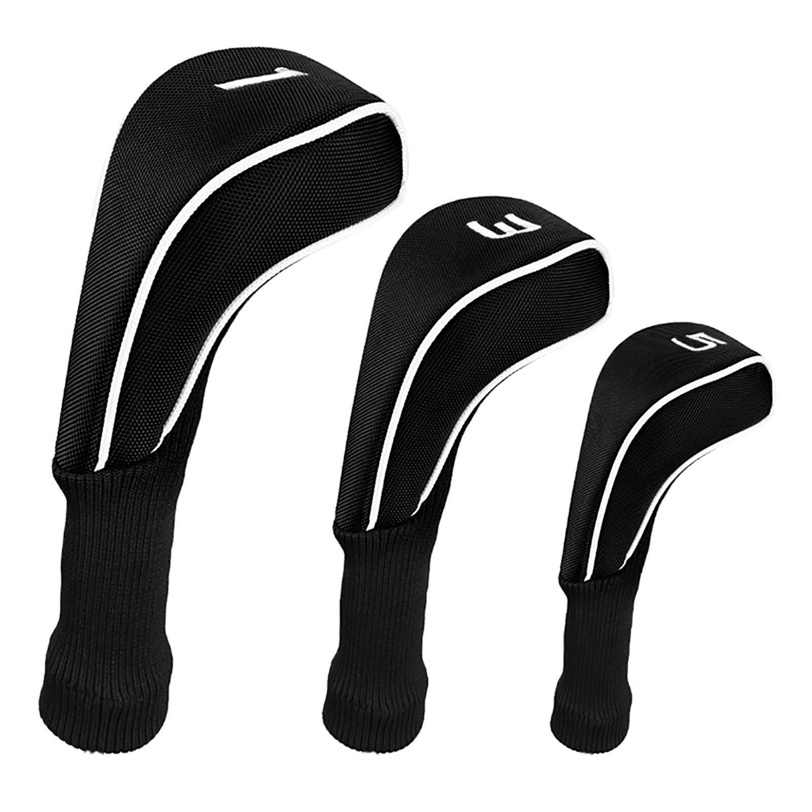 3Pcs/Set Golf Club Head Covers Driver 1 3 5 Fairway Woods Headcover with Tags Long Neck