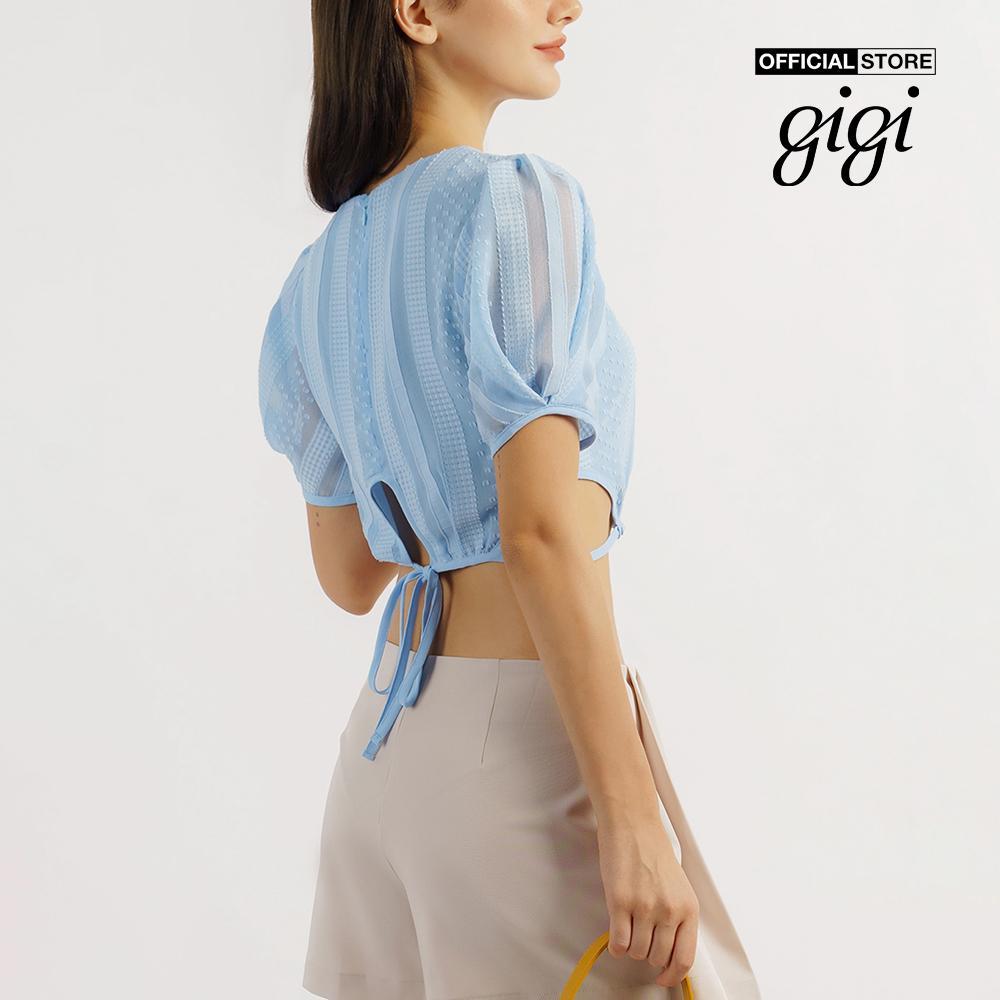 GIGI - Áo croptop nữ cổ tròn tay ngắn thắt eo nữ tính G1106T221257