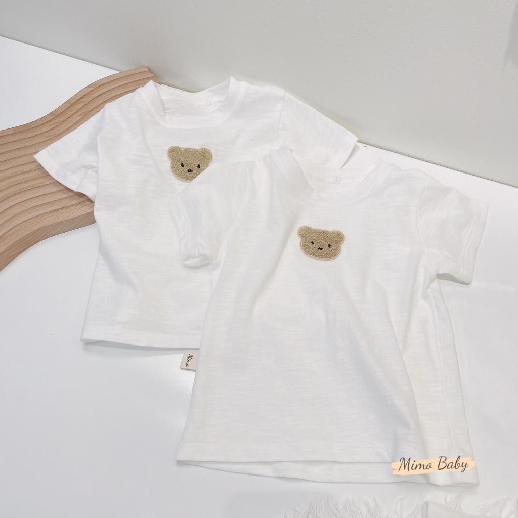 Áo cotton xước, áo cộc tay đính gấu thêu dễ thương cho bé Mimo Baby QA30