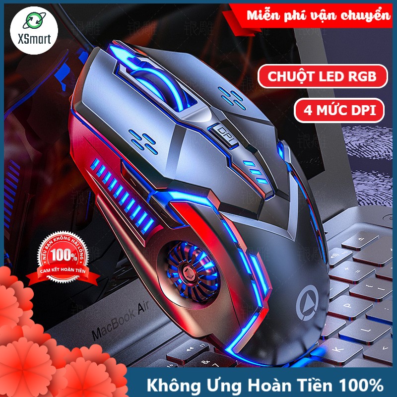 Chuột chơi game máy tính có đèn led đổi màu XSmart G5 Gaming thiết kế 6D, chỉnh được DPI, tương thích pc, laptop - Hàng Chính Hãng