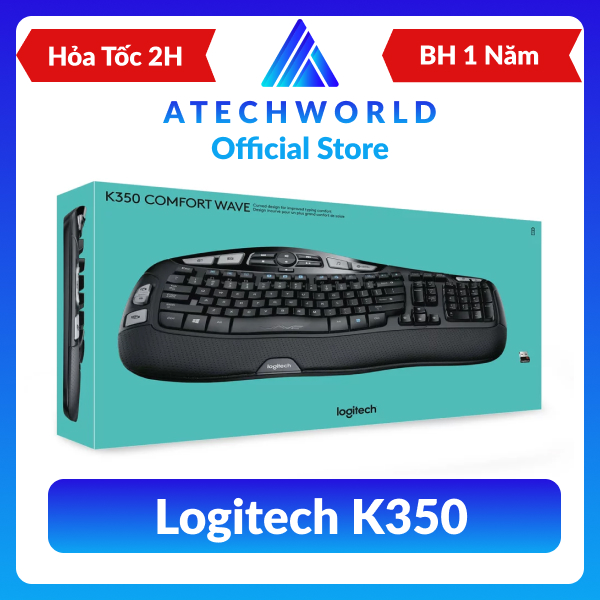 Bộ Phím Không Dây Cao Cấp Logitech K350 Thiết Kế Công Thái Học Độc Đáo - Hàng Chính Hãng