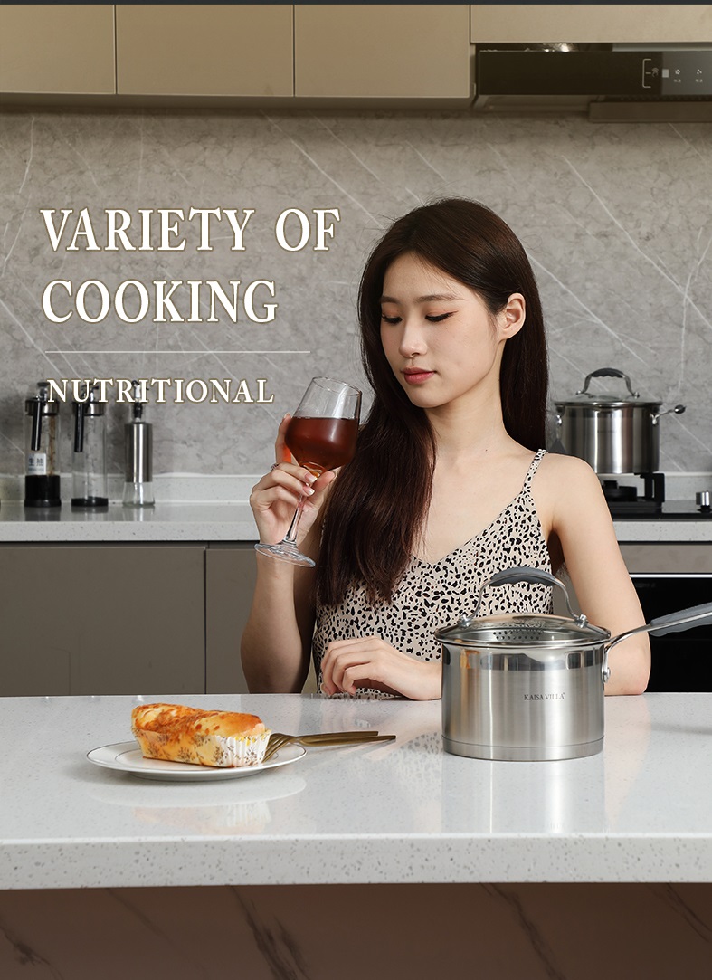 Bộ Nồi Inox 7 Chi Tiết Kaisa Villa KV-30409, Inox 304 Sáng Bền Đẹp - Hàng Chính Hãng