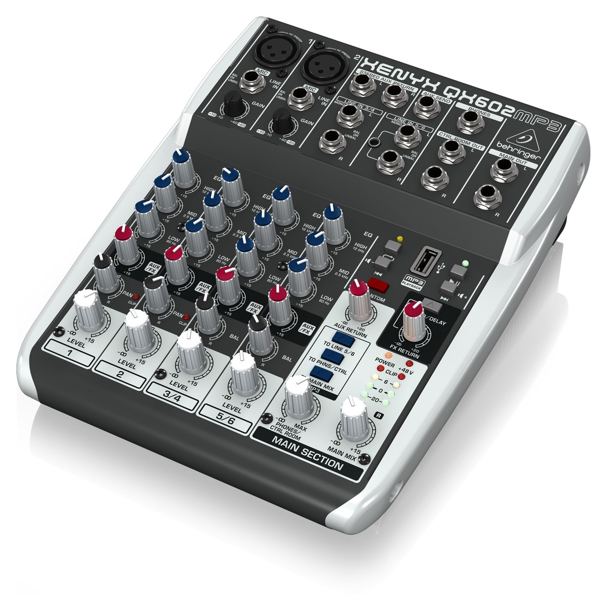 Behringer XENYX QX602MP3 6-Input Mixer with MP3 Player - Hàng Chính Hãng