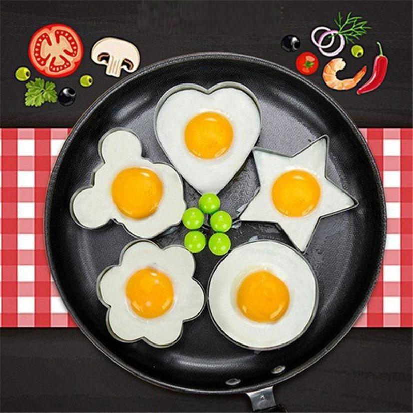 Combo 2 Khuôn Rán Trứng Ốp La, Bánh - Khay Chiên Tạo Nhiều Hình Cute Có Núm Cầm