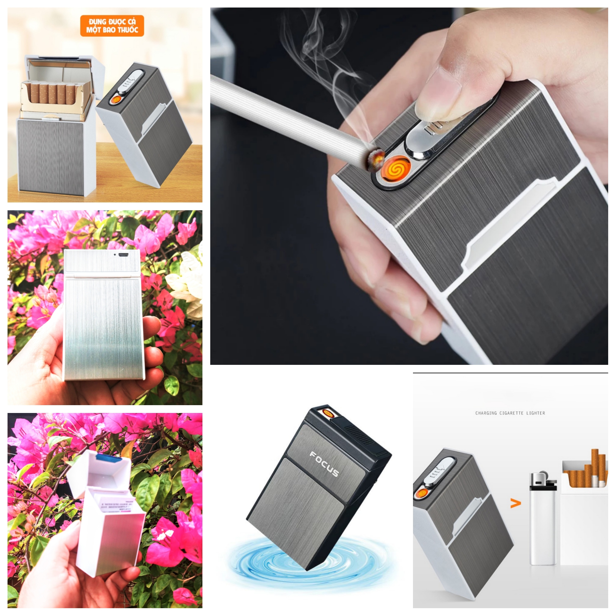 ĐẲNG CẤP VỚI HỘP ĐỰNG THUÔC LA KIÊM HỘP QUẸT BẬT LỬA ĐIỆN SANG TRỌNG HÀNG ĐẸP CHUẨN CHẤT LƯỢNG