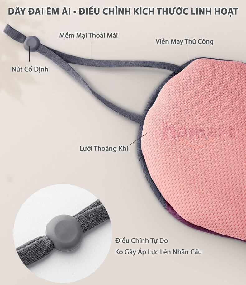 Mặt Nạ Che Mắt Ngủ Lụa Mềm 2 Mặt Hamart Băng Bịt Mắt Ngủ Lưới Mắt Chim Thoáng Khí Cao Cấp