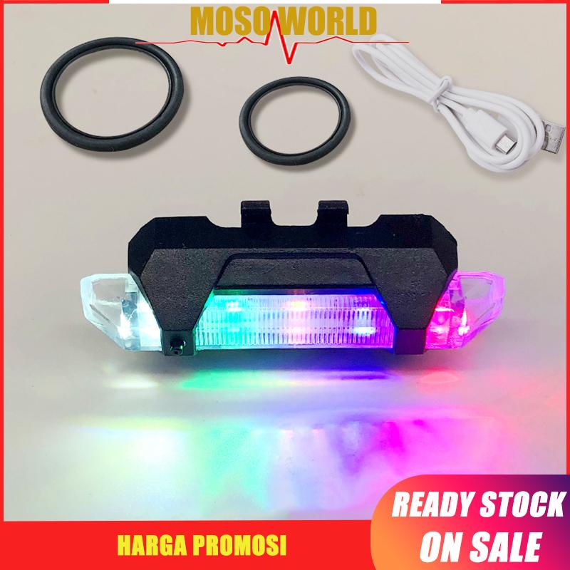 Đèn led gắn phía sau xe đạp MOSOWORLD có thể sạc lại nhiều màu sắc tùy chọn