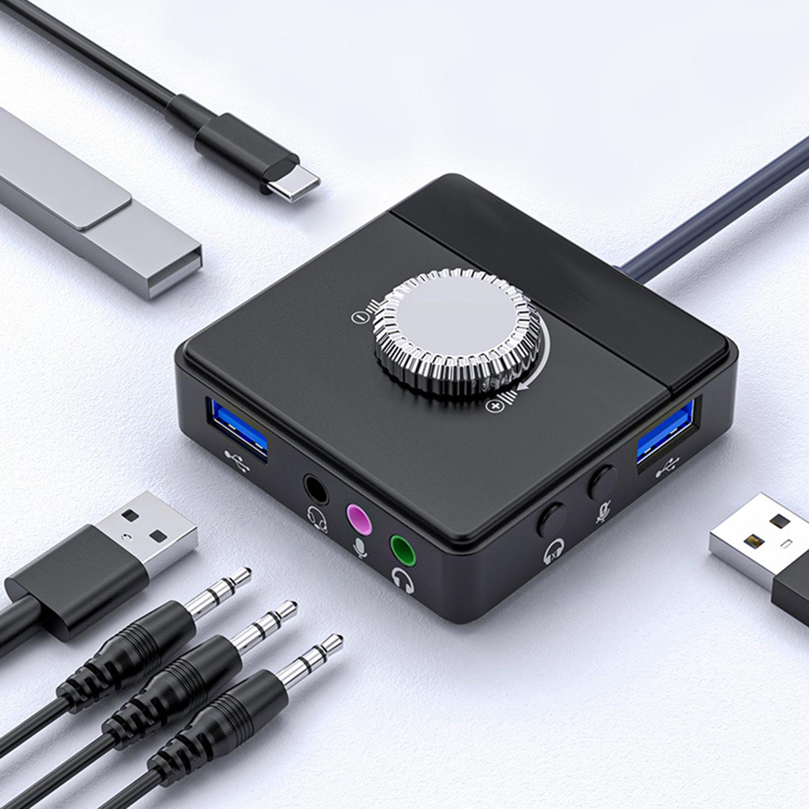 Audio Adapter 3 Ports to 3.5mm Jack High Speed Converts for Microphone Mouse