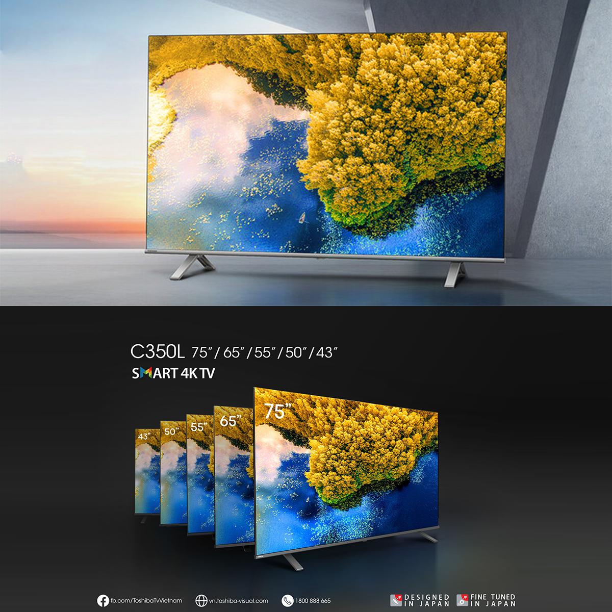 Google Tivi TOSHIBA 50 inch 50C350LP, Smart TV Màn Hình LED 4K UHD - Loa 24W - Hàng Chính Hãng