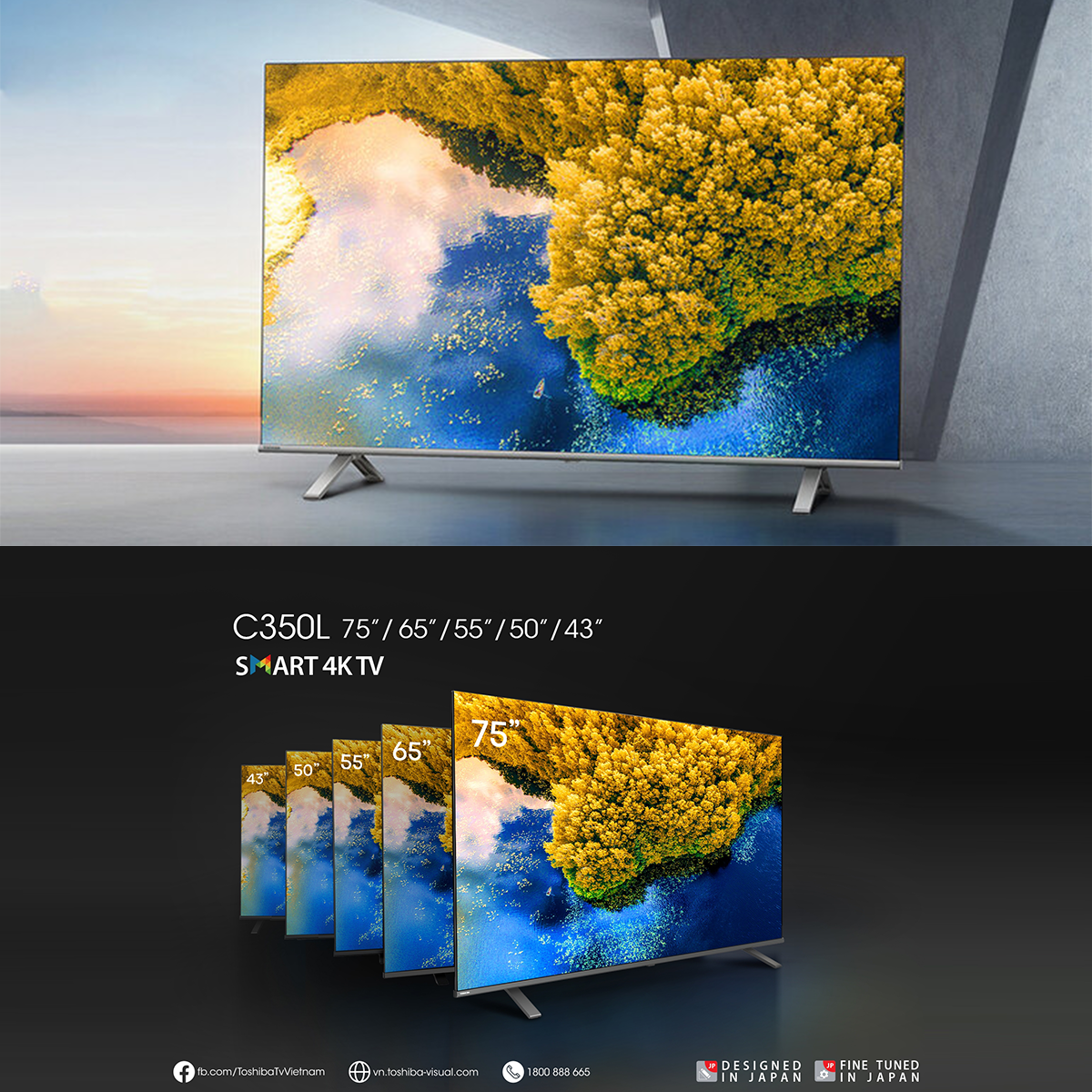 Google Tivi TOSHIBA 43 inch 43C350LP, Smart TV Màn Hình LED 4K UHD - Loa 24W - Hàng Chính Hãng