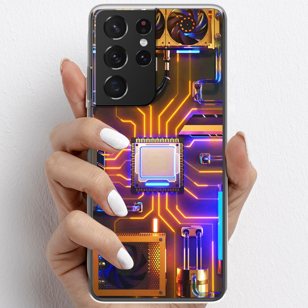 Ốp lưng cho Samsung Galaxy S21 Ultra nhựa TPU mẫu Chip CPU máy tính