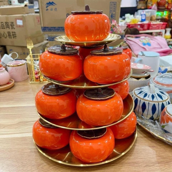 Set 5 đĩa đựng hoa quả, thức ăn đa năng, 5 Size khác nhau màu vàng sang trọng
