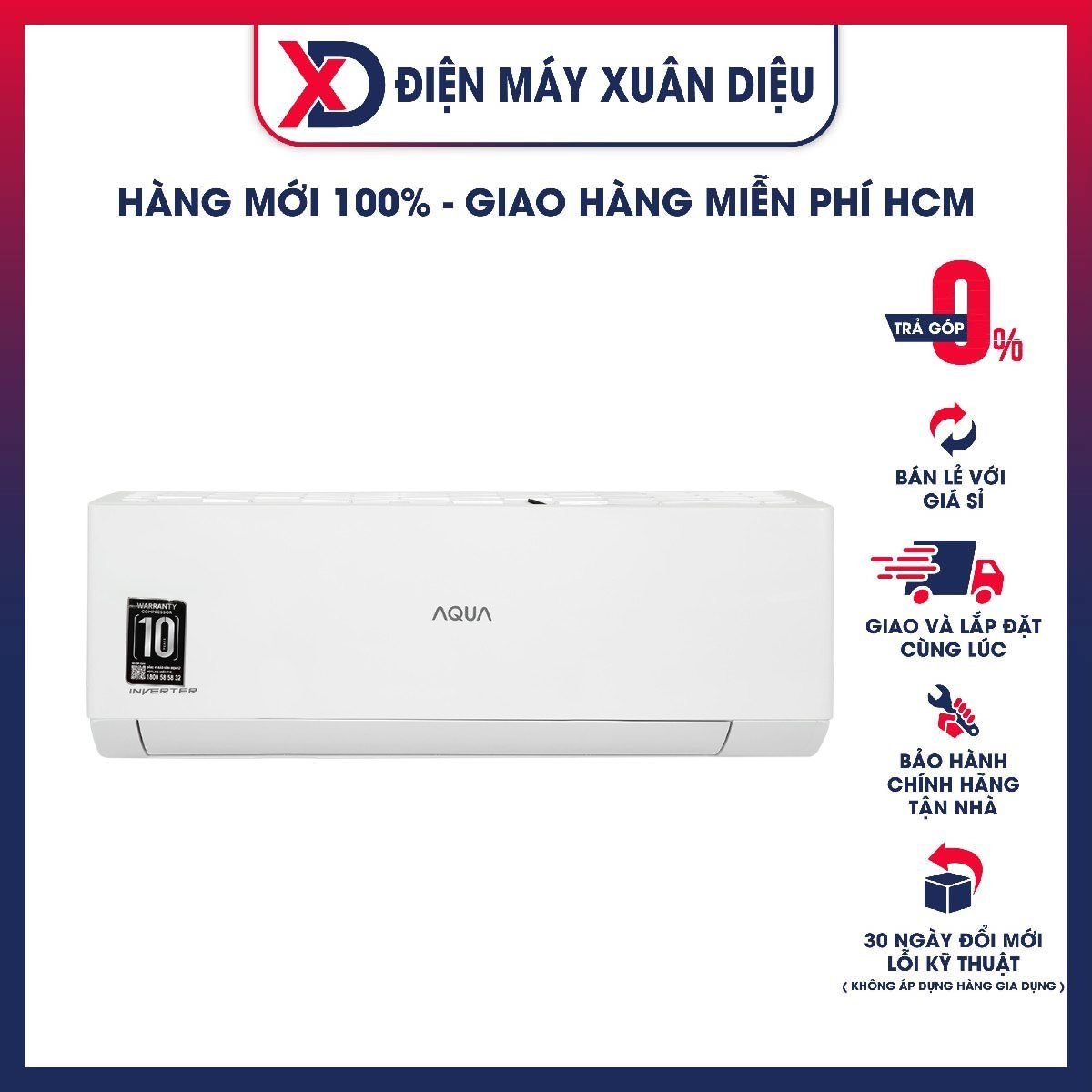 Máy lạnh Aqua AQA-RV9QA inverter 1.0 HP - Hàng chính hãng (chỉ giao HCM)