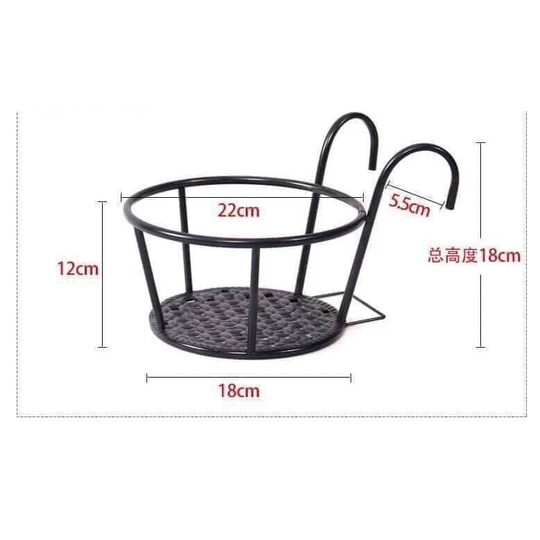 Giỏ sắt treo ban công đế vân nổi sơn tĩnh điện