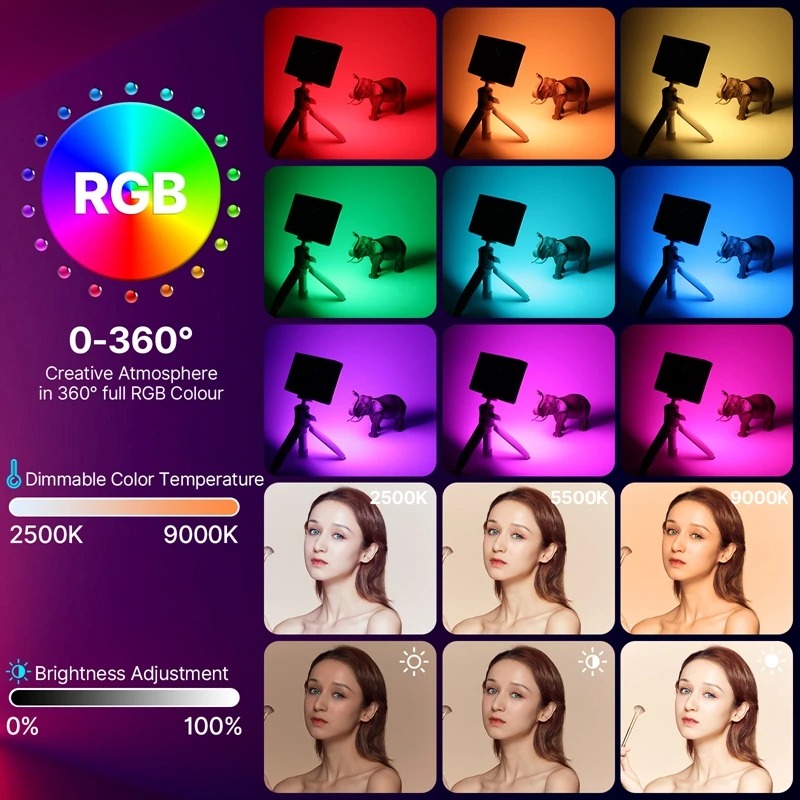 Đèn LED Đổi Màu RGB (2500K-9000K) - Đèn trợ sáng tích hợp 20 loại hiệu ứng ánh sáng động độc đáo Ulanzi LT002 RGB - Hàng Nhập Khẩu