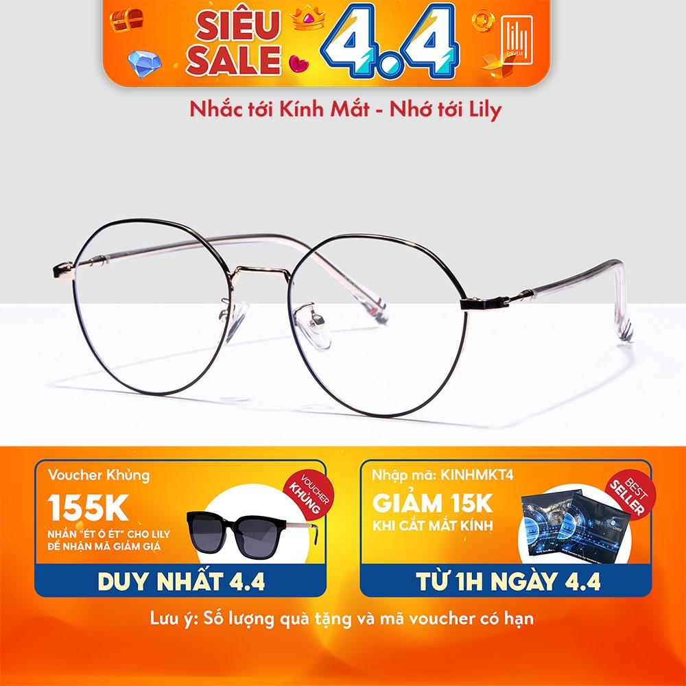 Gọng kính nam nữ LILYEYEWEAR kim loại mắt tròn thanh mảnh phụ kiện thời trang 5288