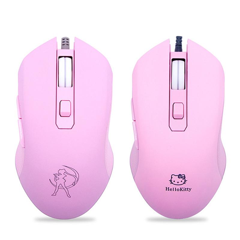 UTHAI DB49 Có Dây Dạ Quang Chuột Hồng 1600 Phụ Kiện Máy Tính Ngoại Vi Cô Gái Dễ Thương Cô Gái Chơi Game