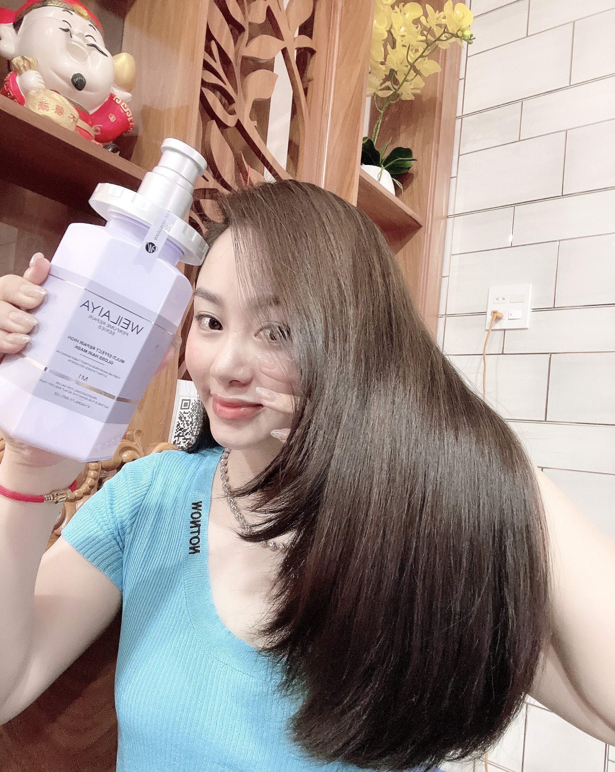 Dầu hấp tóc đa tầng hàn gắn liên kết tóc Weilaiya 450ml Hỗ trợ làm suôn mượt tóc, giúp tóc bóng khỏe - Tặng mũ hấp tóc