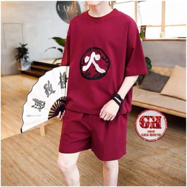Đồ Bộ Đùi Nam, Nữ Form Rộng Unisex In Chữ Nho