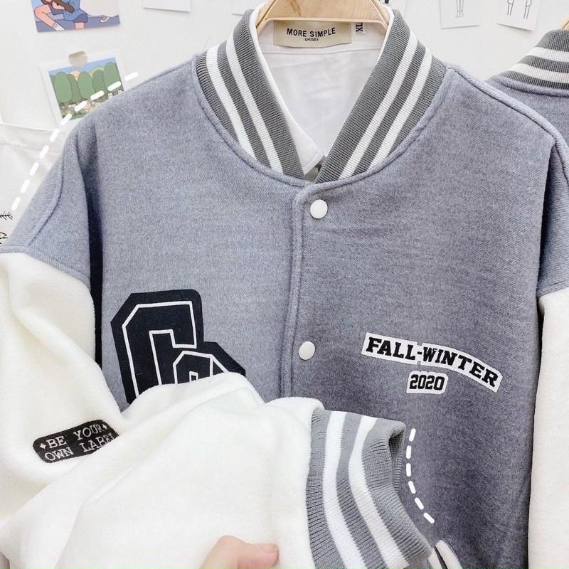 Áo khoác Bomber nỉ bóng chày CS unisex form rộng phong cách Hàn Quốc cực đẹp