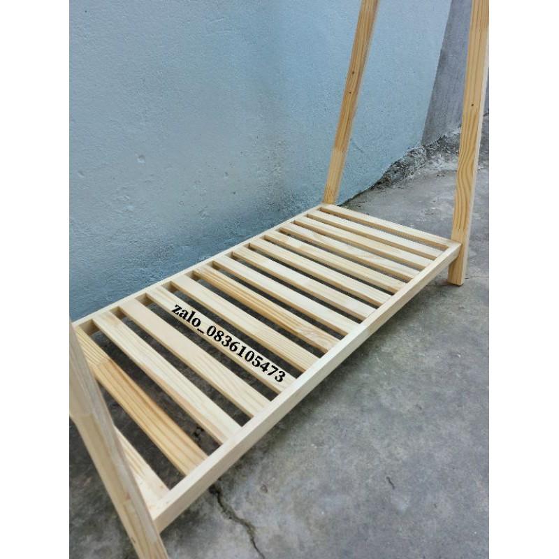 Kệ treo quần áo chữ A bằng gỗ thông 1 ngăn