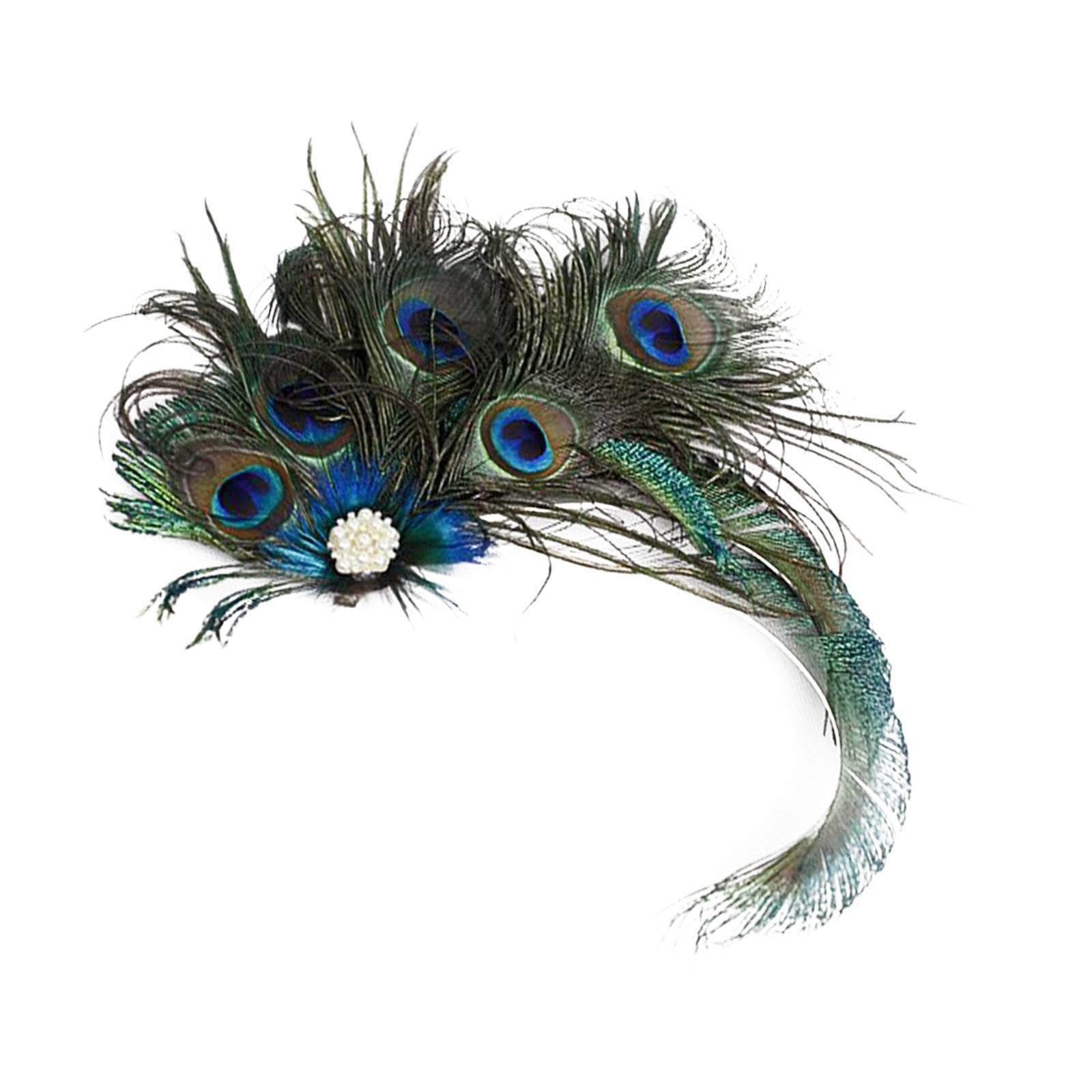 2X 1920s  Feather Headband Women 20s Accessories Bridal Headpiece  Beige