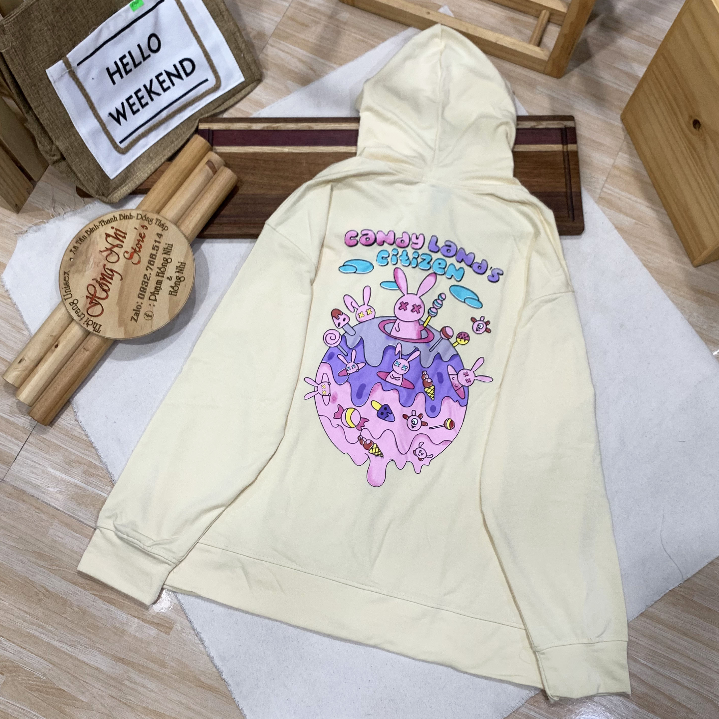Áo Khoác Hoodie Zip In Hình CANDY LAND Oversize Ulzzang Unisex Dáng Rộng - MM