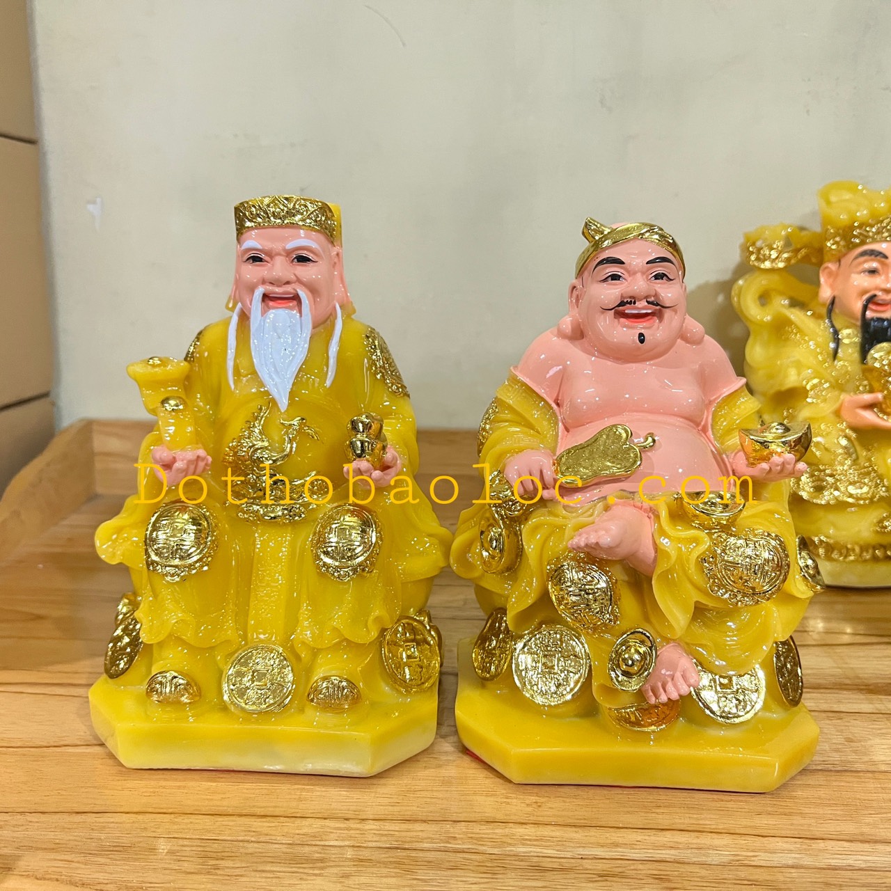 Combo 1 tượng thần tài thổ địa và tượng thần tiên đá Việt Nam - Vàng