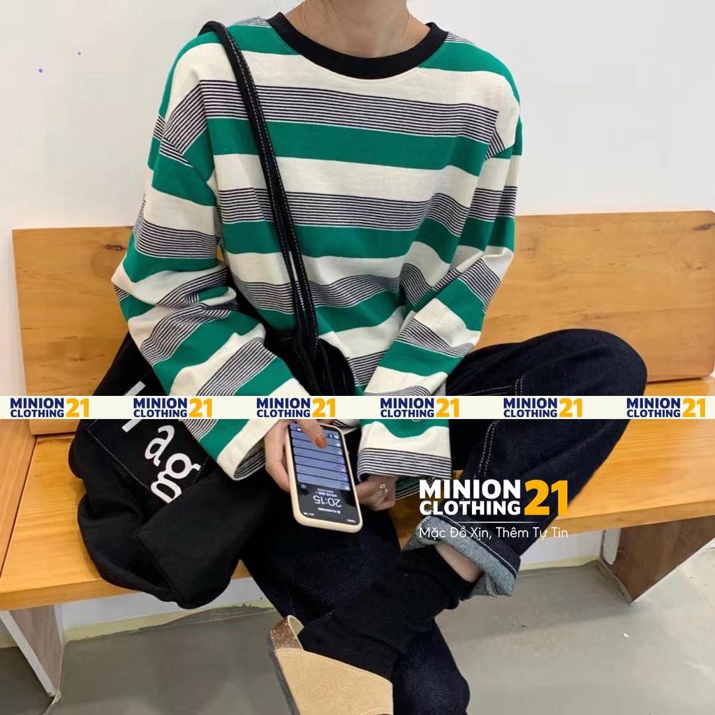 Áo nỉ kẻ ngang MINION CLOTHING freesize form vừa sweater Ulzzang Streetwear Hàn Quốc chất da cá cao cấp A3035