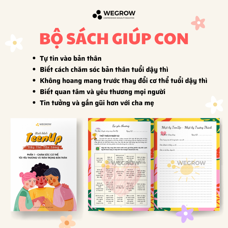 Bộ sách TeenUp “90 ngày cùng con dậy thì tỏa sáng” WEGROW - Sách giáo dục giới tính toàn diện đầu tiên tại Việt Nam, giúp cha mẹ đồng hành cùng con tuổi dậy thì - Teen (12-18 tuổi)