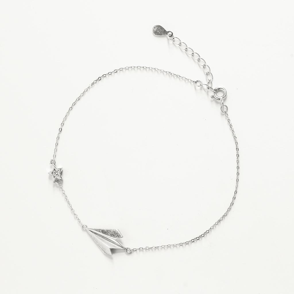 Vòng chân bạc Bling it hình phi cơ BIVT097