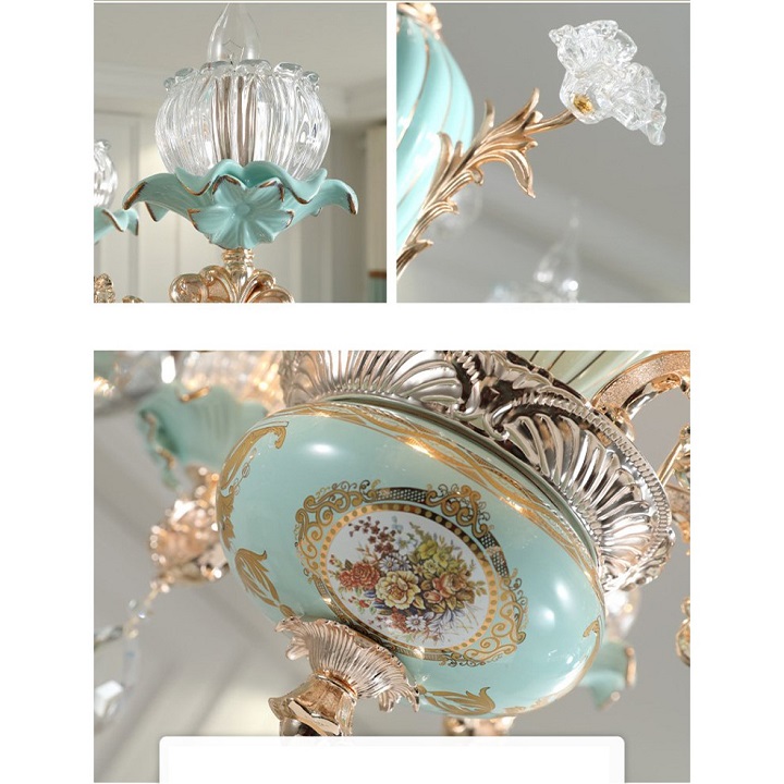 Đèn chùm trang trí 15 tay cao cấp phong cách châu âu hiện đại sang trọng