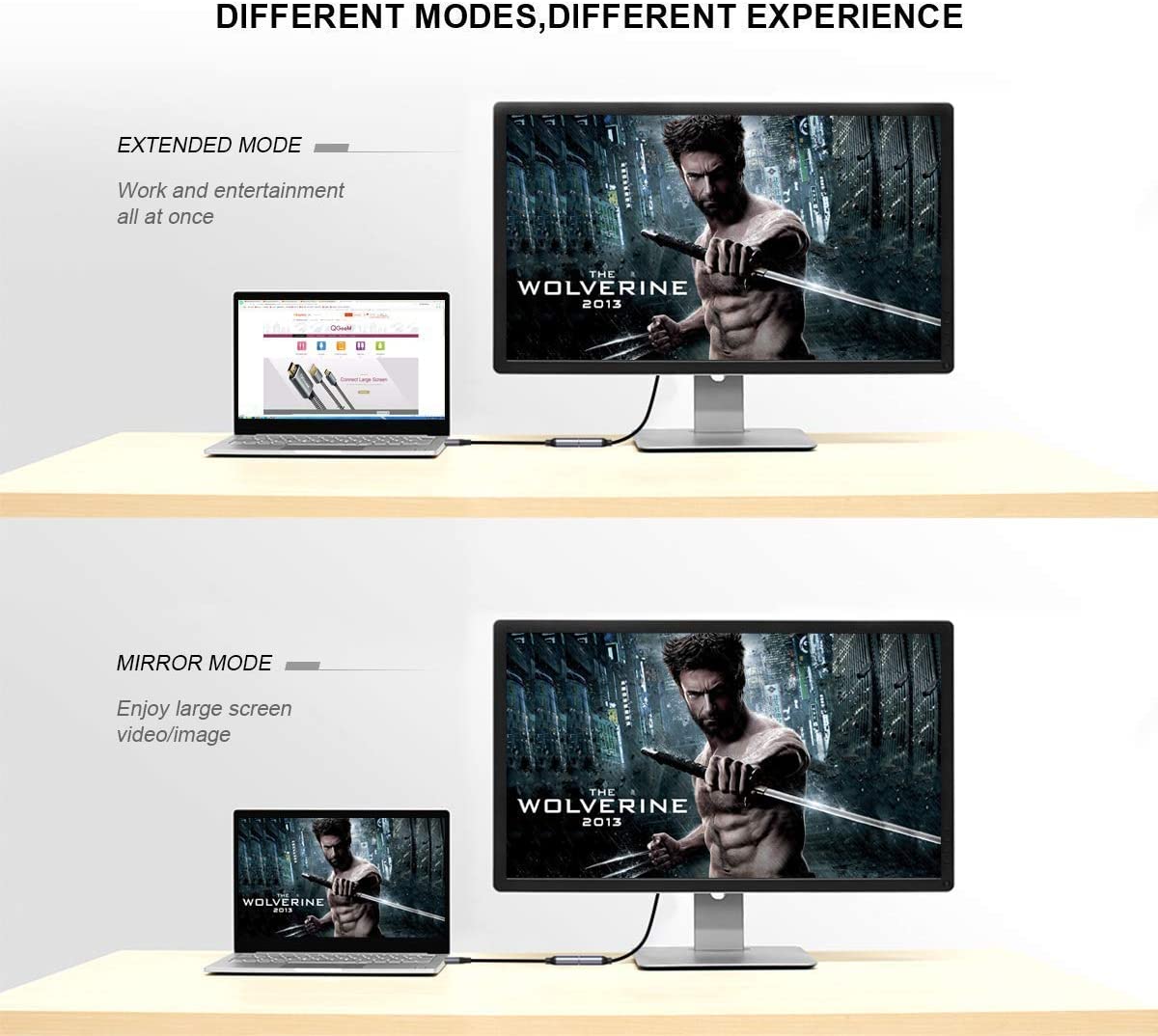 Cáp chuyển đổi Type C sang HDMI QGeeM 4K cho MacBook Pro 2018/2017, Samsung Galaxy S9/S8, Surface Book 2, Dell XPS 13/15, Pixelbook v.v-Hàng chính hãng