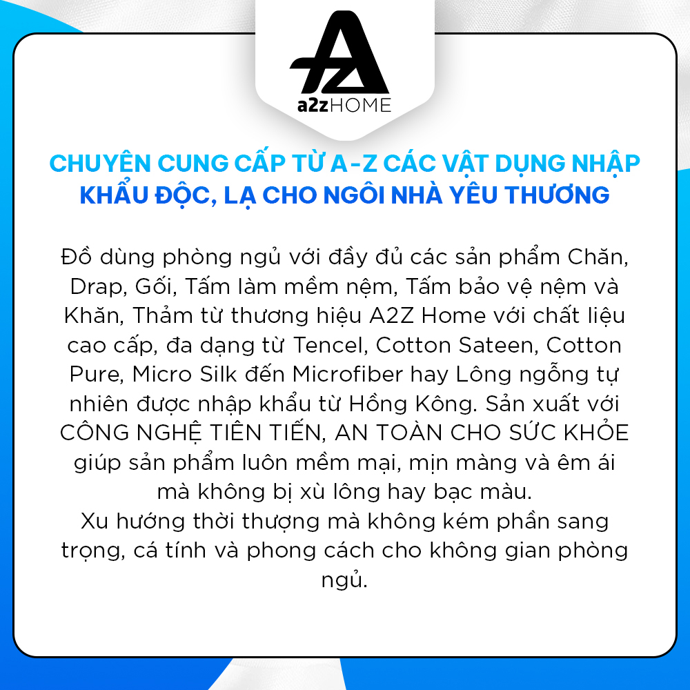 Topper Tấm Làm Mềm Nệm - Lông Ngỗng Nhân Tạo, 100% Cotton Cao Cấp A2Z Home