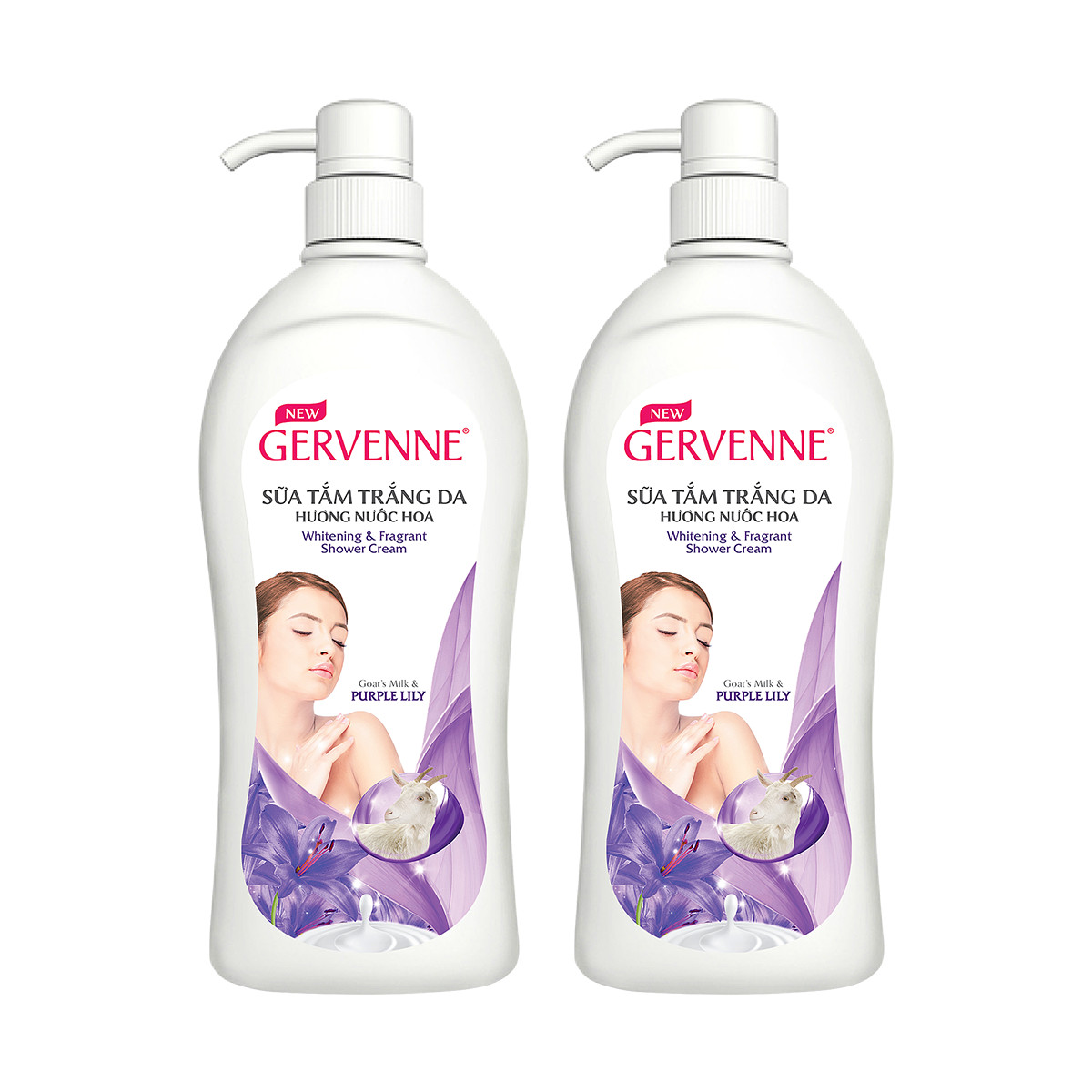 Gervenne Combo 2 Sữa tắm hương nước hoa Purple Lily (1200gr/chai)