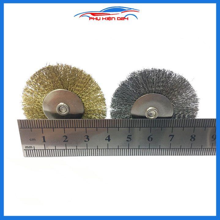 Chổi đánh gỉ trục 3mm đường kính 40mm sợi thép sợi đồng