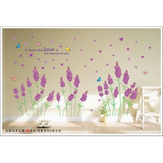 Decal trang trí hoa LAVANDER tím